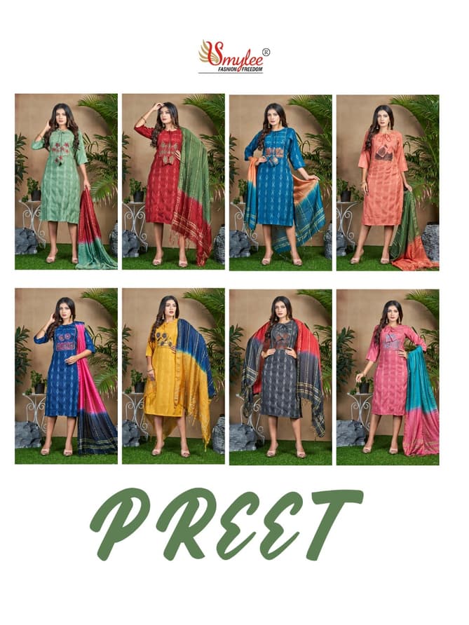Rung Preet Fancy Regular Wear Heavy Rayon Kurti With Dupatta Collection